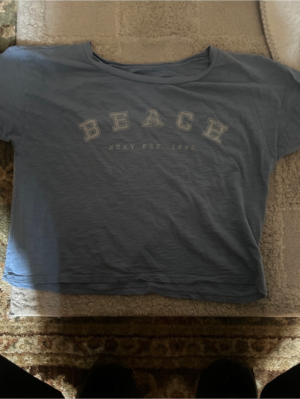 Roxy Light Blue Graphic Crop Tee